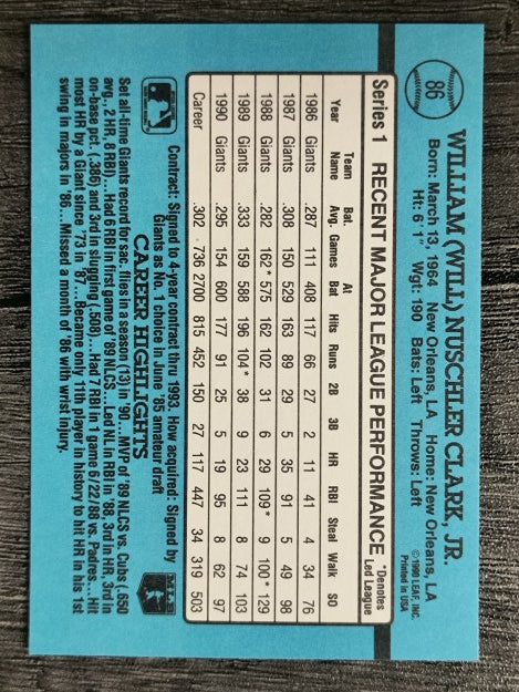 1991 Donruss #86 Will Clark