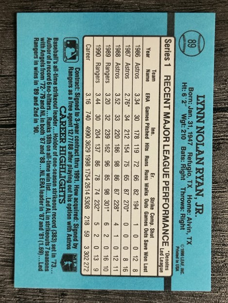 1991 Donruss #89 Nolan Ryan
