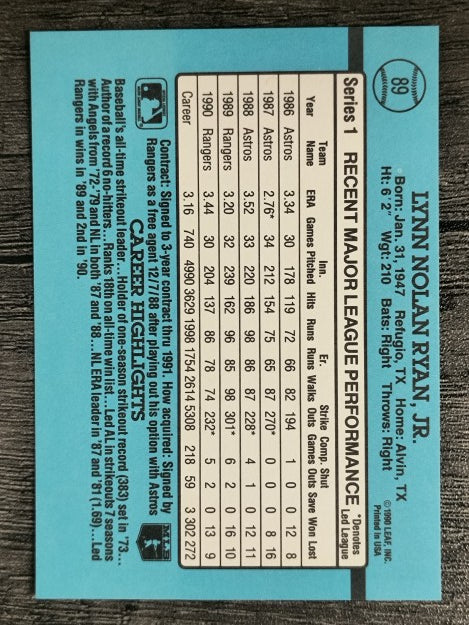 1991 Donruss #89 Nolan Ryan