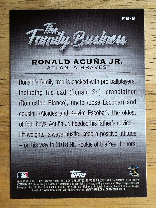 2019 Topps Update The Family Business #FB8 Ronald Acuna Jr.
