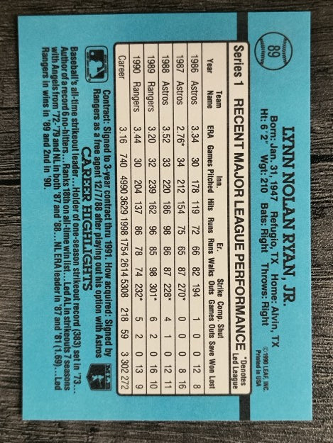 1991 Donruss #89 Nolan Ryan