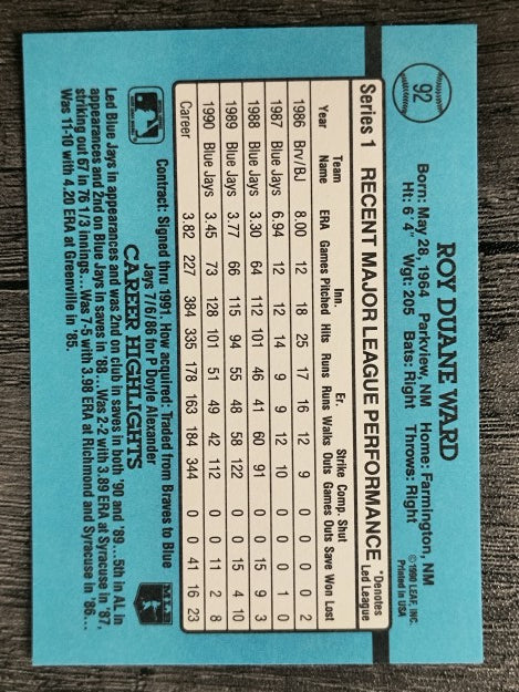 1991 Donruss #92 Duane Ward