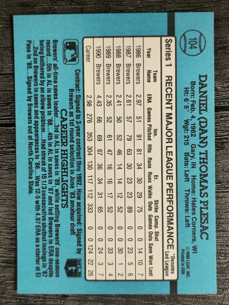 1991 Donruss #104 Dan Plesac