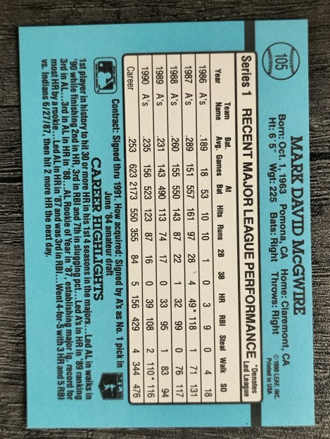 1991 Donruss #105 Mark McGwire