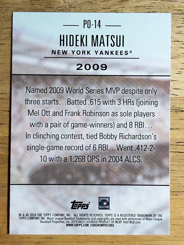 2018 Topps Update Postseason Preeminence #PO14 Hideki Matsui