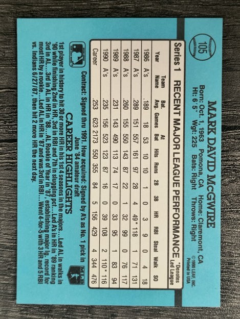 1991 Donruss #105 Mark McGwire