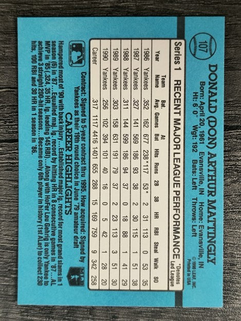 1991 Donruss #107 Don Mattingly