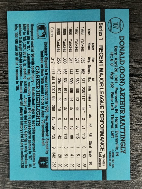 1991 Donruss #107 Don Mattingly