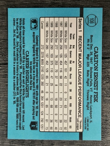 1991 Donruss #108 Carlton Fisk