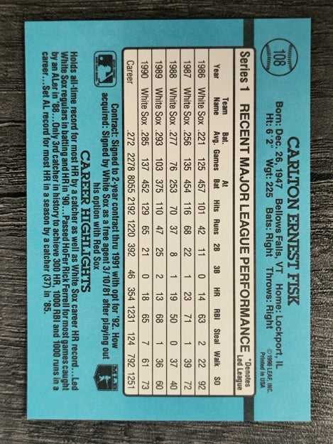 1991 Donruss #108 Carlton Fisk