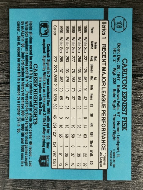 1991 Donruss #108 Carlton Fisk