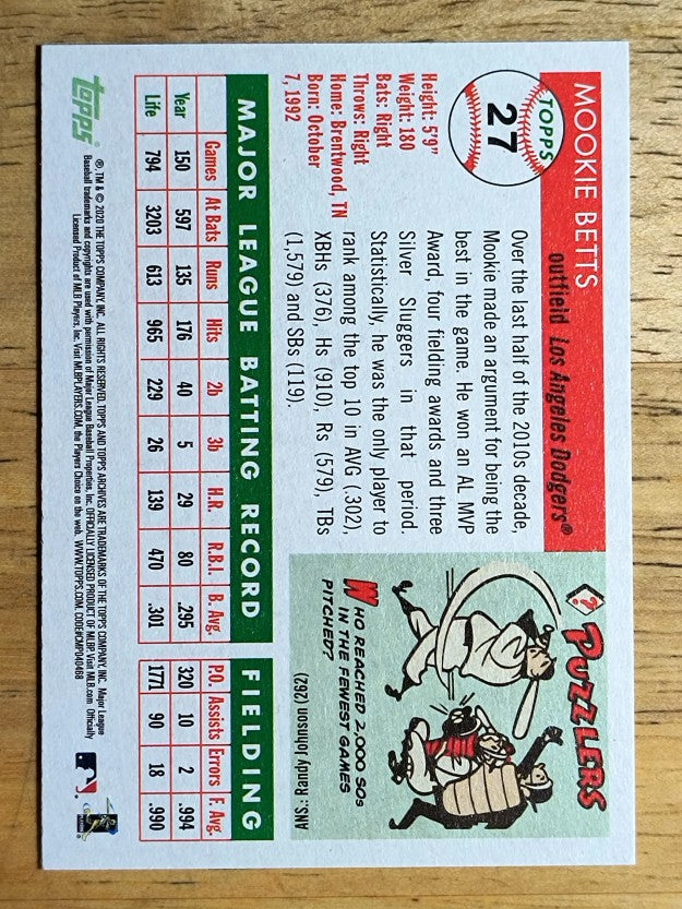 2020 Topps Archives #27 Mookie Betts