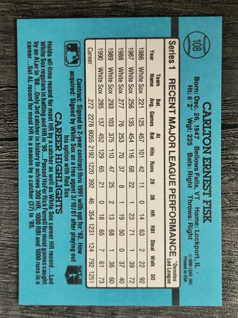 1991 Donruss #108 Carlton Fisk
