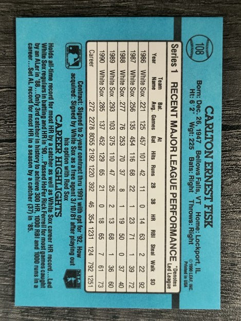 1991 Donruss #108 Carlton Fisk