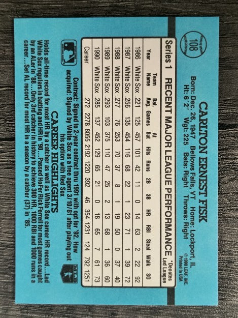 1991 Donruss #108 Carlton Fisk