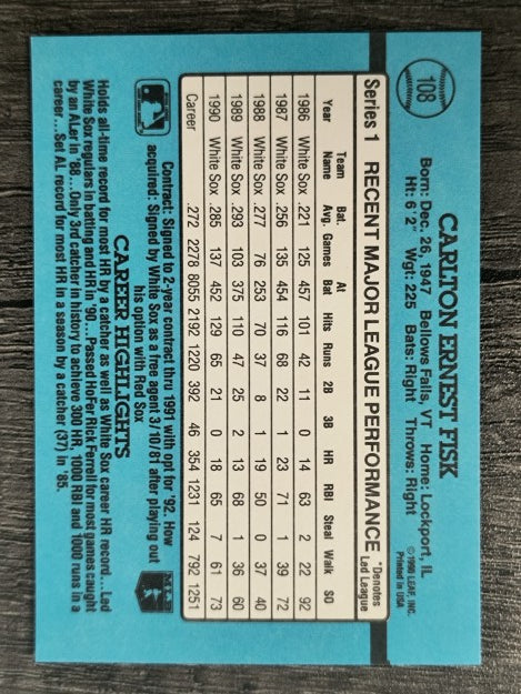 1991 Donruss #108 Carlton Fisk