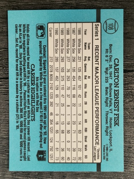 1991 Donruss #108 Carlton Fisk
