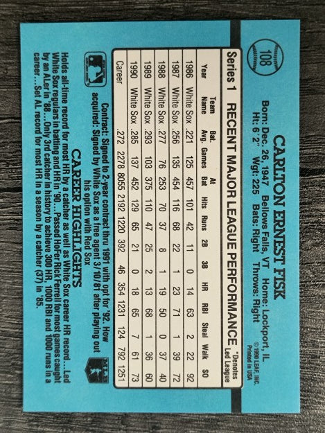 1991 Donruss #108 Carlton Fisk