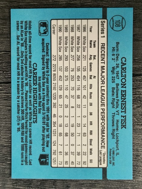 1991 Donruss #108 Carlton Fisk