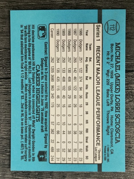 1991 Donruss #112 Mike Scioscia
