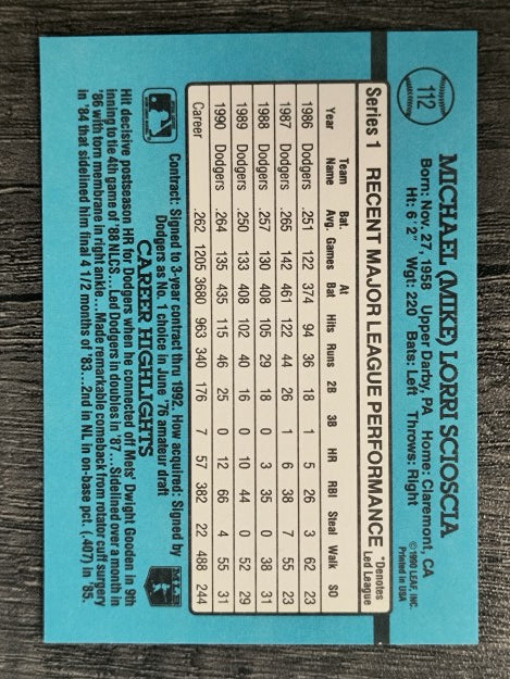 1991 Donruss #112 Mike Scioscia