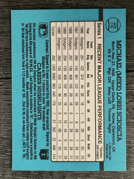 1991 Donruss #112 Mike Scioscia