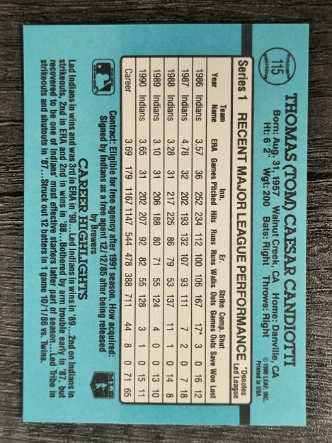 1991 Donruss #115 Tom Candiotti
