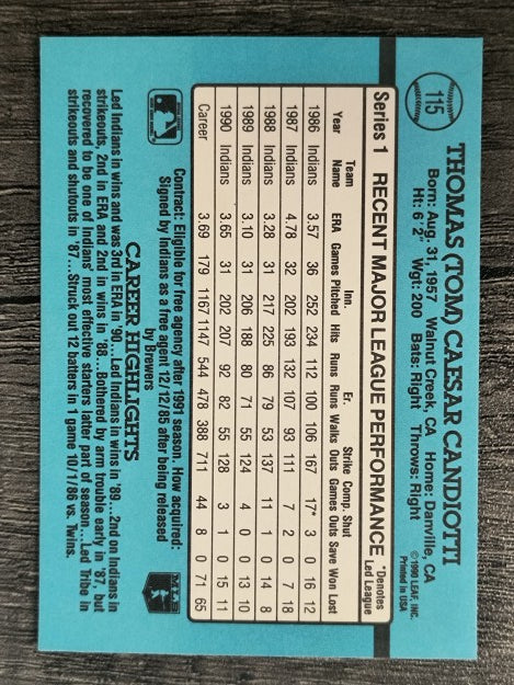1991 Donruss #115 Tom Candiotti