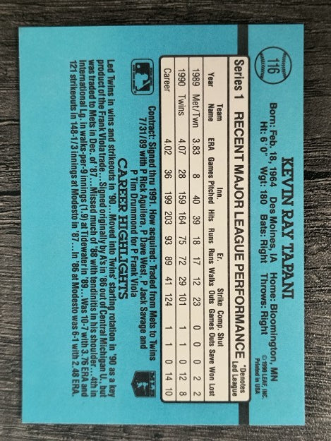 1991 Donruss #116 Kevin Tapani