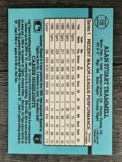 1991 Donruss #118 Alan Trammell