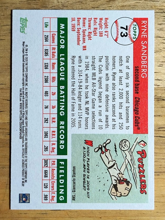 2020 Topps Archives #73 Ryne Sandberg