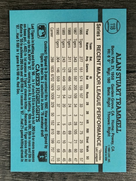 1991 Donruss #118 Alan Trammell