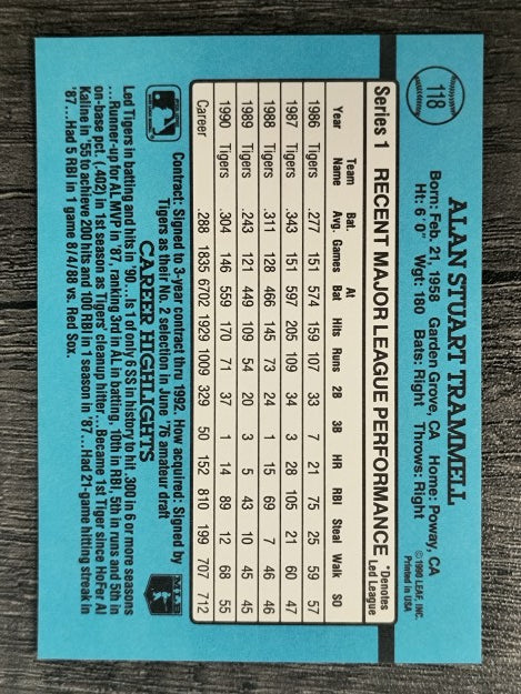 1991 Donruss #118 Alan Trammell