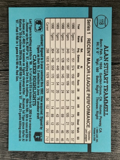 1991 Donruss #118 Alan Trammell