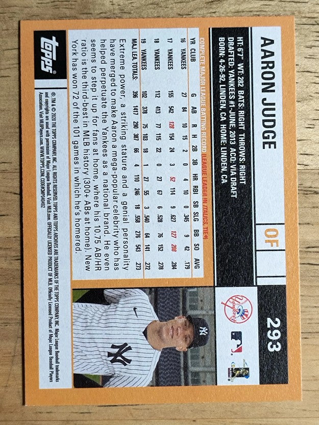 2020 Topps Archives #293 Aaron Judge