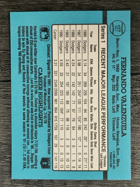 1991 Donruss #127 Fernando Valenzuela