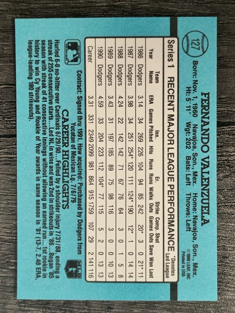 1991 Donruss #127 Fernando Valenzuela