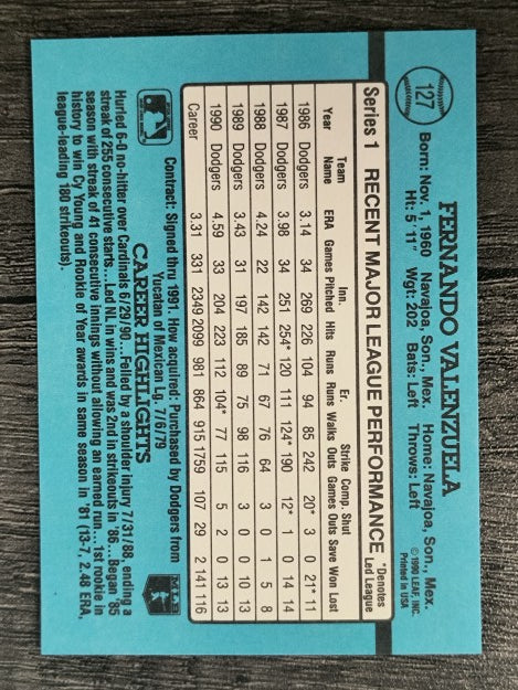 1991 Donruss #127 Fernando Valenzuela