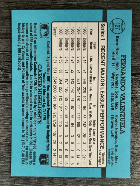 1991 Donruss #127 Fernando Valenzuela