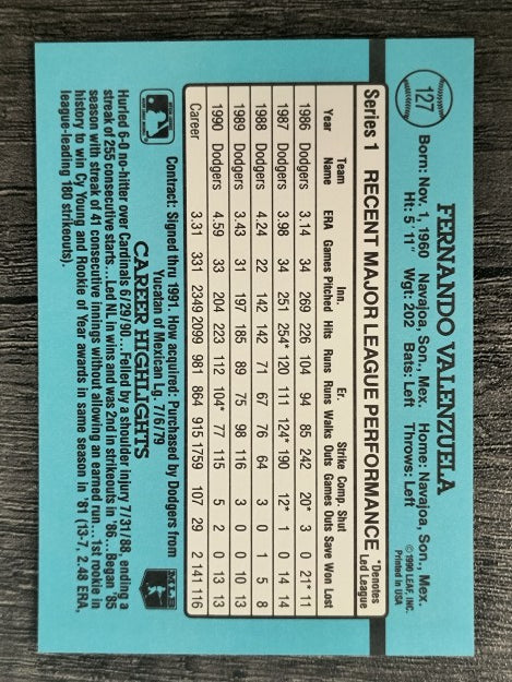 1991 Donruss #127 Fernando Valenzuela