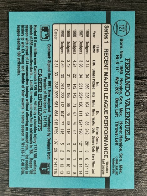 1991 Donruss #127 Fernando Valenzuela