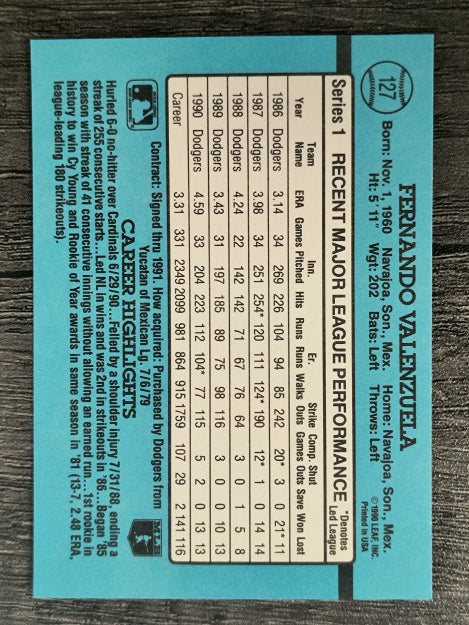 1991 Donruss #127 Fernando Valenzuela