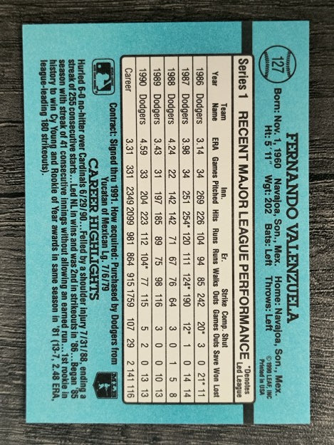 1991 Donruss #127 Fernando Valenzuela
