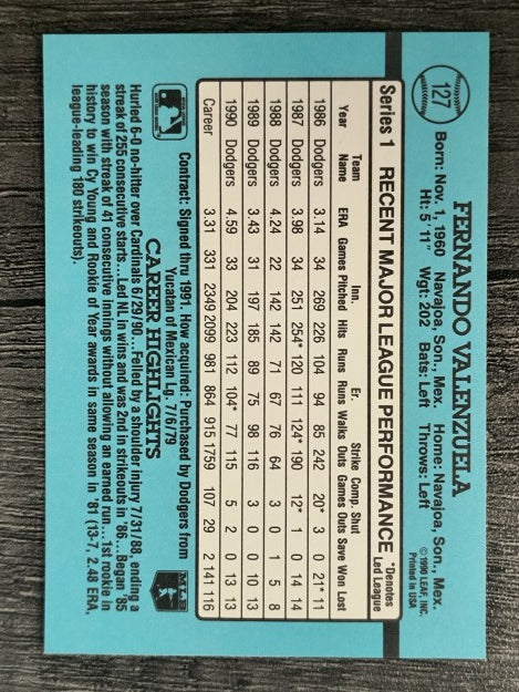 1991 Donruss #127 Fernando Valenzuela