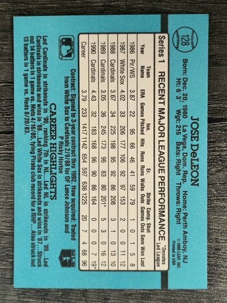 1991 Donruss #128 Jose DeLeon