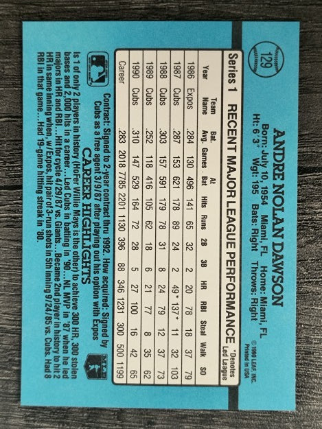 1991 Donruss #129 Andre Dawson