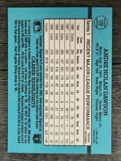 1991 Donruss #129 Andre Dawson