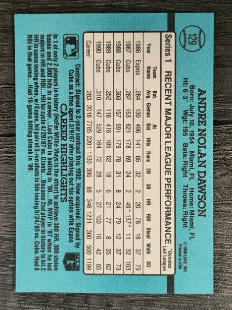 1991 Donruss #129 Andre Dawson