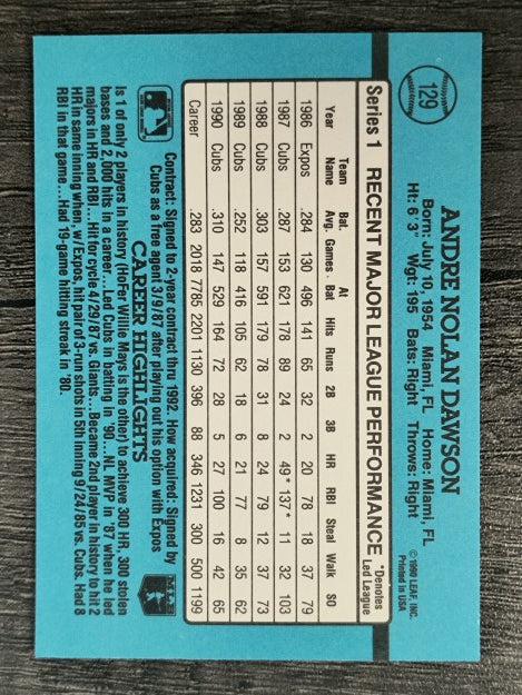 1991 Donruss #129 Andre Dawson