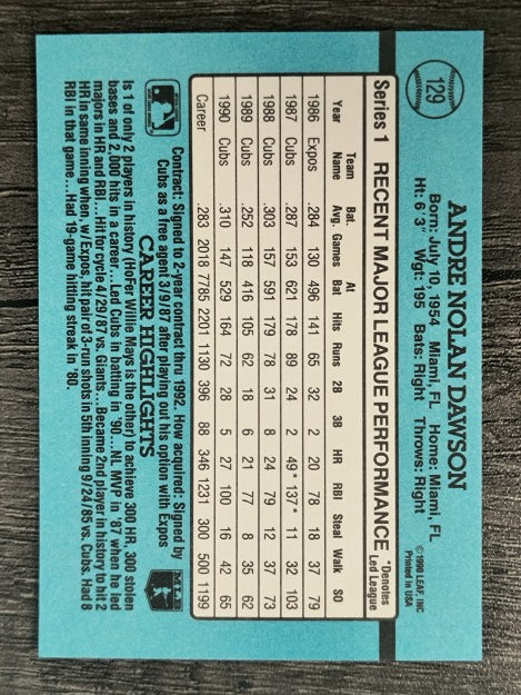 1991 Donruss #129 Andre Dawson
